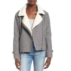 J.O.A. Los Angeles moto raw edge gray wool jacket